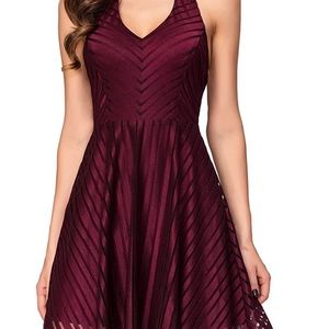 Maroon Halter Cocktail Dress